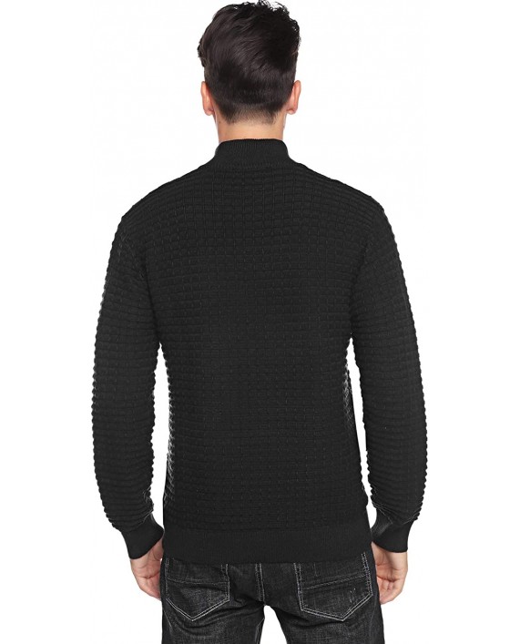 Aibrou Men's Long Sleeve Quarter Zip Sweater Stand Collar Pullover Knitwear at Men’s Clothing store