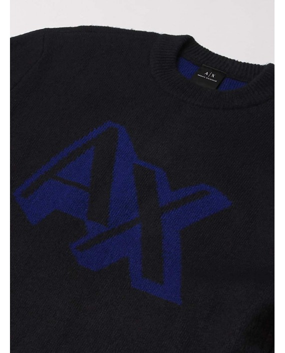 A|X Armani Exchange Men's 3D AX Logo Sweater Navy Marine M at Men’s Clothing store