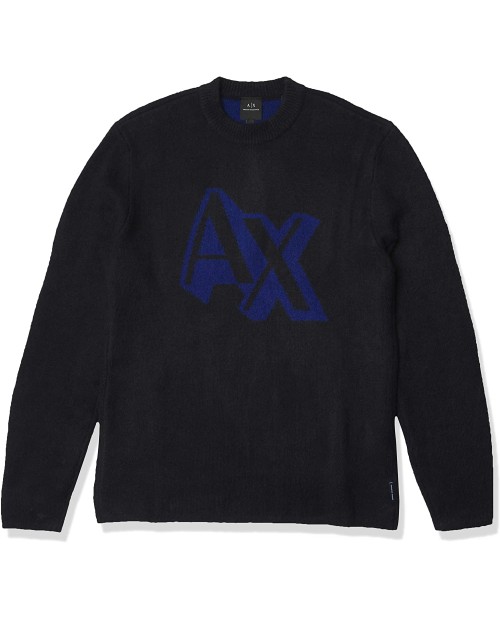 A|X Armani Exchange Men's 3D AX Logo Sweater Navy Marine M at  Men’s Clothing store