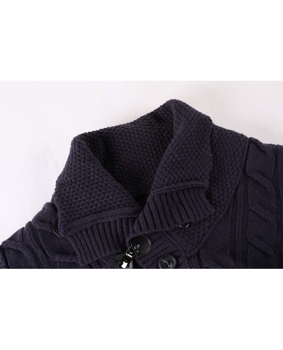 Beotyshow Mens Cardigan Sweater with Buttons Turtleneck Collar Slim Fit Long Sleeve Knitwear
