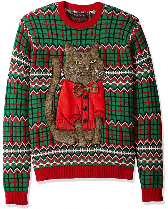 Blizzard Bay Men's Ugly Christmas Sweater Cat at Men’s Clothing store