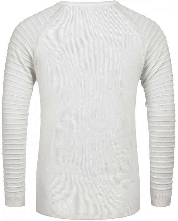COOFANDY Men's Cable Knit Sweater Stripe Crew Neck Long Sleeve Pullover at Men’s Clothing store