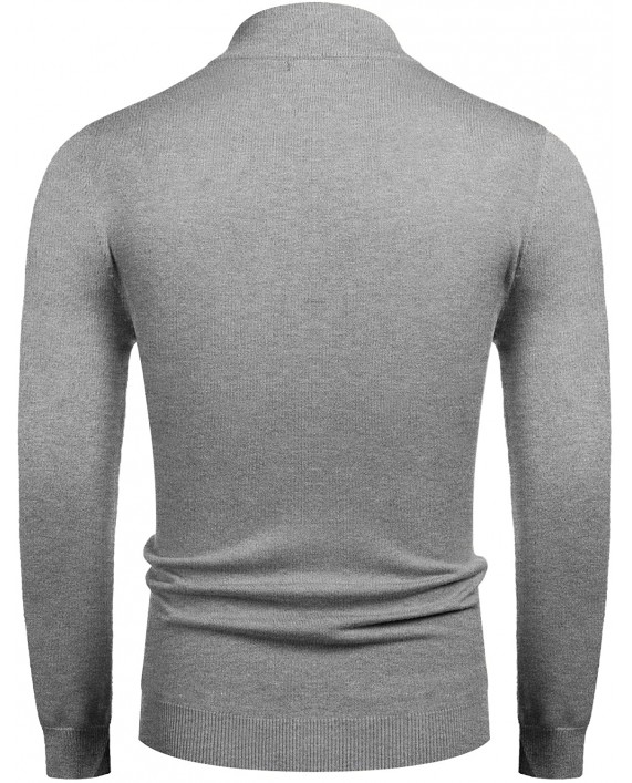 COOFANDY Men's Slim Fit Mock Turtleneck Pullover Sweater Casual Basic Knitted Thermal Sweaters Grey at Men’s Clothing store