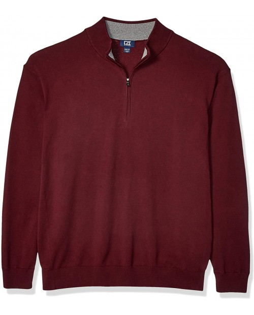 Cutter & Buck Men's Cotton-Rich Classic Lakemont Anti-Pilling Half-Zip Sweater at  Men’s Clothing store