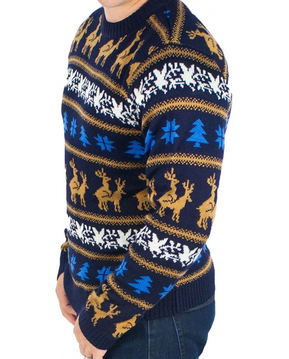 Festified Men's Retro Humping Reindeer Sweater Blue - Ugly Christmas Sweater at Men’s Clothing store