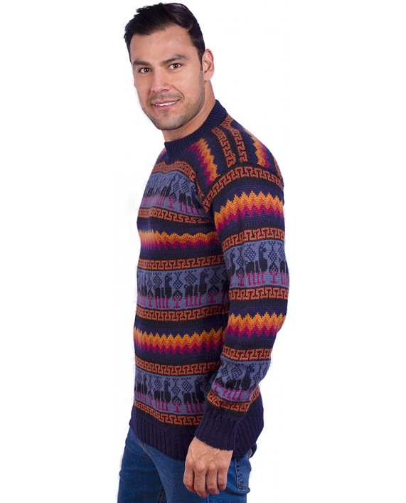 INTI ALPACA Crewneck Navy Blue Alpaca Sweater for Men - Winter Pullover X-Large at Men’s Clothing store