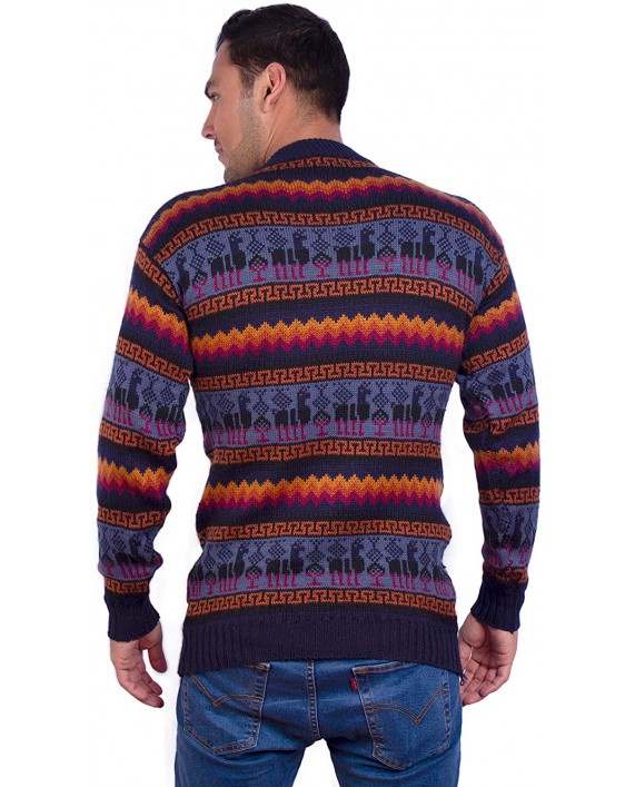 INTI ALPACA Crewneck Navy Blue Alpaca Sweater for Men - Winter Pullover X-Large at Men’s Clothing store