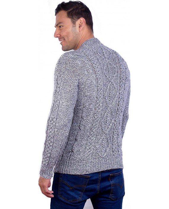 INTI ALPACA Hand Knit Warm Light Gray Melange Aran Alpaca Sweater for Men - Fisherman Sweater at Men’s Clothing store