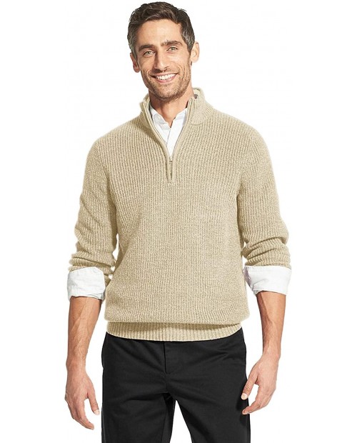 IZOD Men's Shaker Quarter Zip 7 Gauge Ribbed Sweater at  Men’s Clothing store