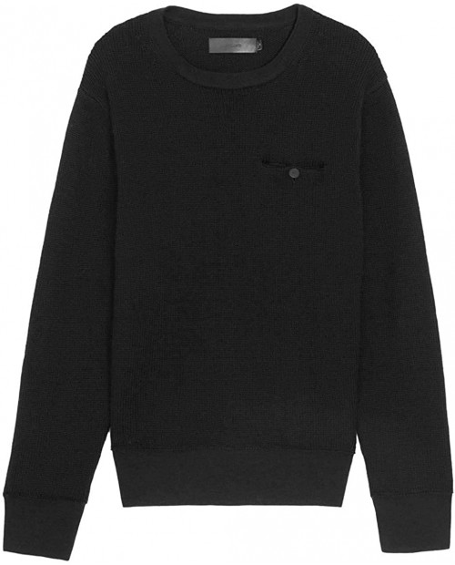 J Brand Men's Black Coolidge Wool Crew Neck Sweater at Men’s Clothing store