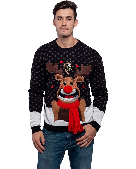 JOYIN Men's Christmas Fuzzy Reindeer Ugly Sweater for Holiday or Birthday Gift at Men’s Clothing store