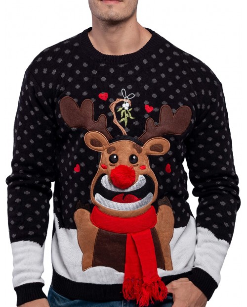 JOYIN Men's Christmas Fuzzy Reindeer Ugly Sweater for Holiday or Birthday Gift at  Men’s Clothing store