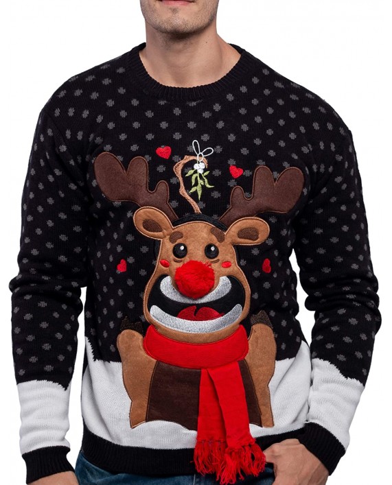 JOYIN Men's Christmas Fuzzy Reindeer Ugly Sweater for Holiday or Birthday Gift at Men’s Clothing store