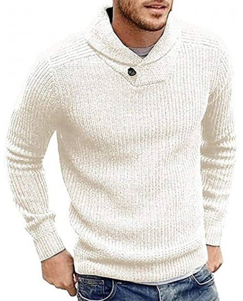 Karlywindow Mens Shawl Collar Pullover Sweater Slim Fit Long Sleeve Fall Winter Warm Knit Pullovers at  Men’s Clothing store