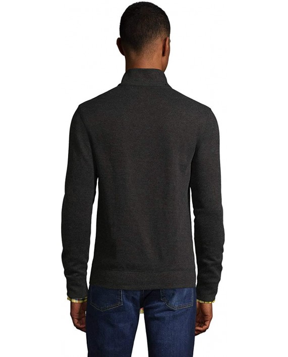 Lands' End Mens Bedford Rib Quarter Zip Heather Dark Charcoal Heather Tall XX-Large at Men’s Clothing store