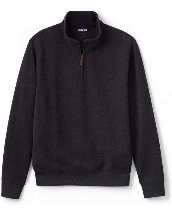 Lands' End Mens Bedford Rib Quarter Zip Heather Dark Charcoal Heather Tall XX-Large at Men’s Clothing store