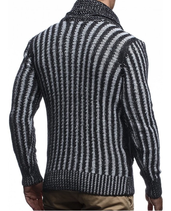 LEIF NELSON Men's Knit Turtle Neck Pullover LN5305; Size M Black-Ecru at Men’s Clothing store