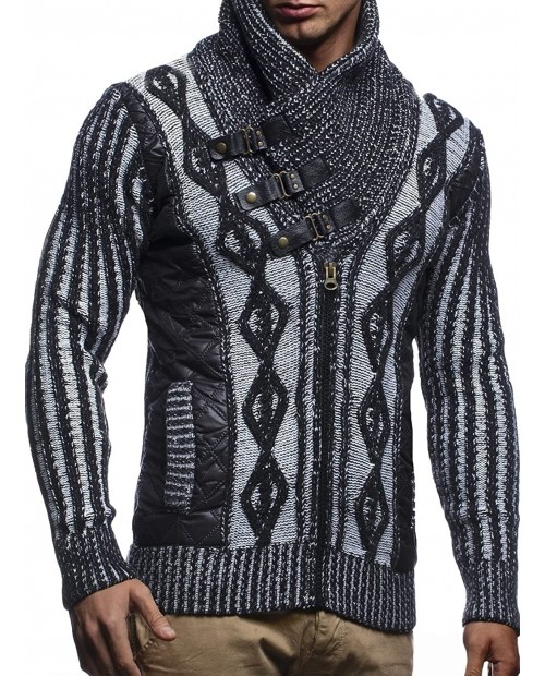 LEIF NELSON Men's Knit Turtle Neck Pullover LN5305; Size M Black-Ecru at  Men’s Clothing store