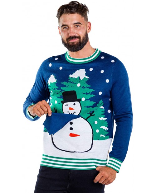 Men's Carrot Weiner Peekaboo Snowman Sweater - Funny Snowman Christmas Sweater at  Men’s Clothing store