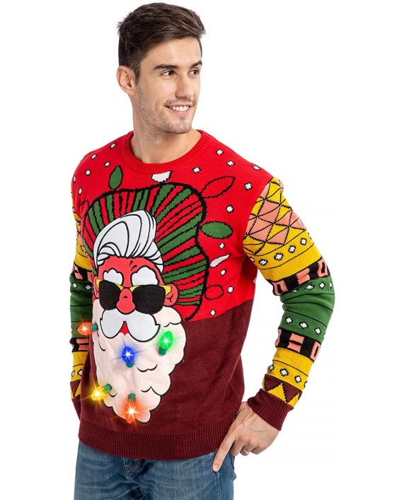 Men's LED Light Up Christmas Holiday Ugly Sweater with Built-in Light Bulbs at Men’s Clothing store