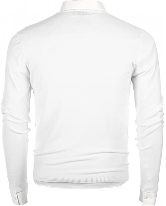 MOCOTONO Men's Long Sleeve Crew Neck Pullover Knit Sweater White Large New at Men’s Clothing store
