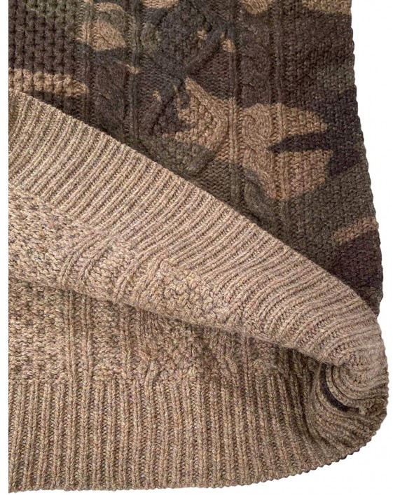 Ralph Lauren Men's ADIRONDAK Printed CAMO L S Cable Knit Wool Crewneck Pullover Sweater at Men’s Clothing store