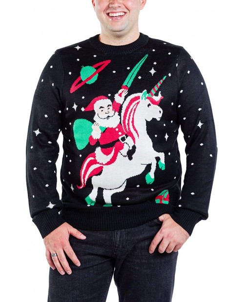 Tipsy Elves Men's Ugly Christmas Sweaters Featuring Santa Claus Riding Majestic Creatures at  Men’s Clothing store
