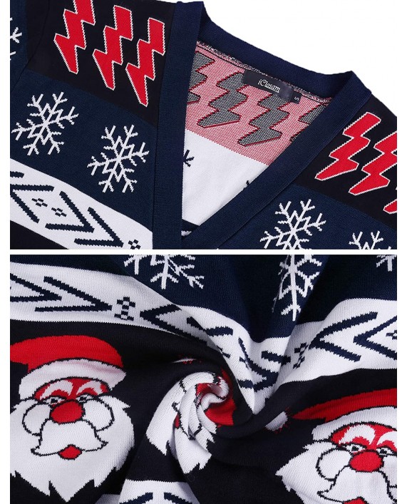 Aibrou Mens Ugly Christmas Cardigan Sweaters Snowflake Santa Holiday Sweater at Men’s Clothing store