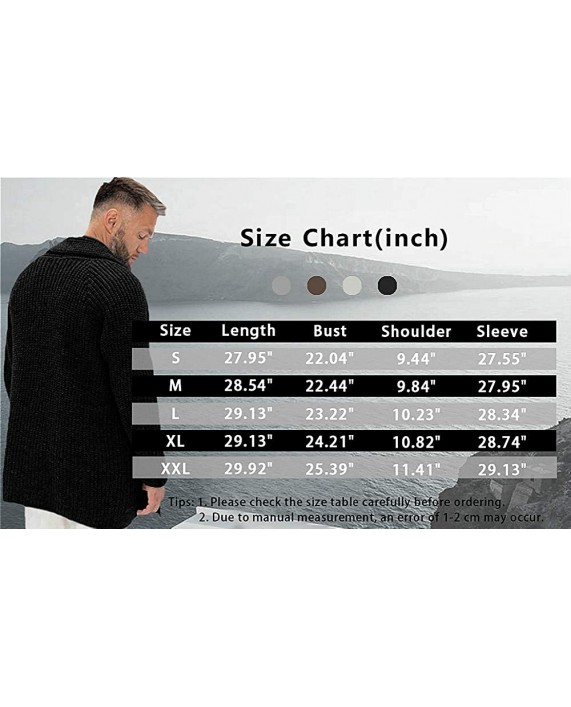 Aoysky Mens Shawl Collar Cardigan Sweater Casual Long Sleeve Cotton Open Front Knit Sweater with Pockets at Men’s Clothing store