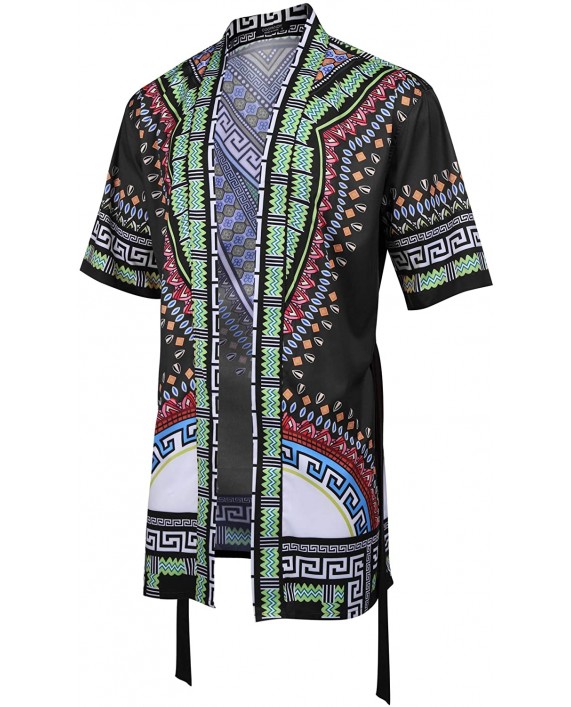 COOFANDY Mens African Dashiki Print Ruffle Shawl Collar Cardigan Lightweight Long Length Drape Cape at Men’s Clothing store
