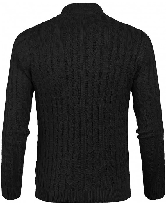 COOFANDY Men's Full Zip Cardigan Sweater Slim Fit Cotton Cable Knitted Zip Up Sweater with Pockets at Men’s Clothing store