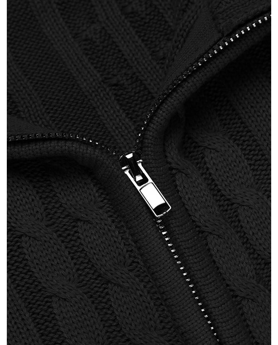 COOFANDY Men's Full Zip Cardigan Sweater Slim Fit Cotton Cable Knitted Zip Up Sweater with Pockets at Men’s Clothing store