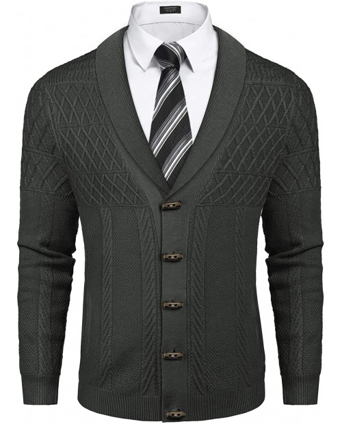 COOFANDY Men's Shawl Collar Cardigan Sweater Casual Slim fit Stylish Button Cotton Knitted Sweater with Pockets Gray X-Large at  Men’s Clothing store