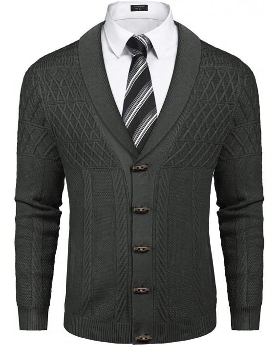 COOFANDY Men's Shawl Collar Cardigan Sweater Casual Slim fit Stylish Button Cotton Knitted Sweater with Pockets Gray X-Large at Men’s Clothing store