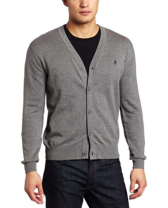 French Connection Men's Auderly Cotton Cardigan Lead Mel Darkest Blue XX-Large at Men’s Clothing store Cardigan Sweaters