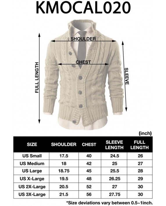 H2H Mens Casual Slim Fit Cardigan Cable Knitted Sweater Thermal Button Down Closure at Men’s Clothing store
