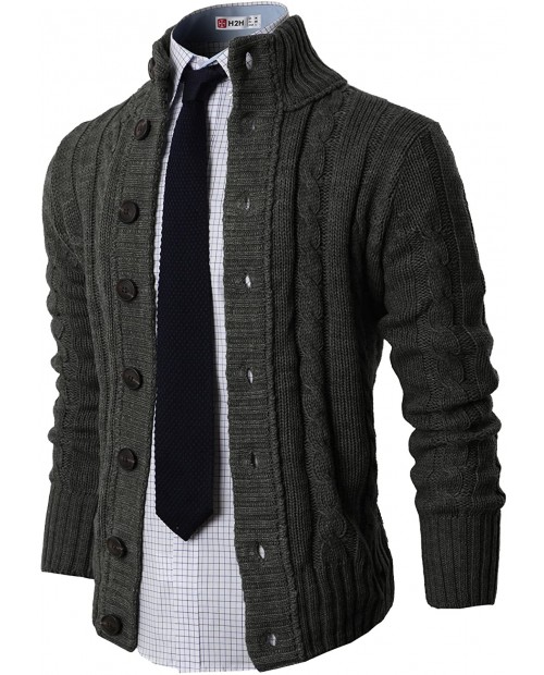 H2H Mens Casual Slim Fit Cardigan Cable Knitted Sweater Thermal Button Down Closure at  Men’s Clothing store