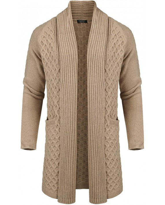 JINIDU Men's Cardigan Sweater Long Knit Jacket Thermal Wool Shawl Collar Coat at Men’s Clothing store