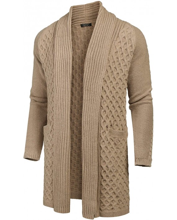 JINIDU Men's Cardigan Sweater Long Knit Jacket Thermal Wool Shawl Collar Coat at Men’s Clothing store
