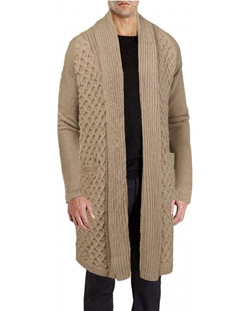 JINIDU Men's Cardigan Sweater Long Knit Jacket Thermal Wool Shawl Collar Coat at  Men’s Clothing store