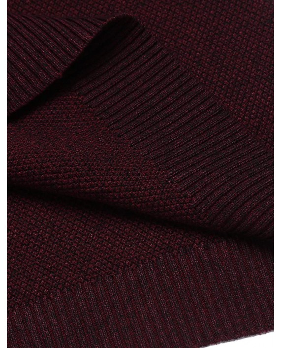 JINIDU Men's Full Zip Up Cardigan Sweater Casual Slim Fit Cotton Sweater with Pockets Burgundy Red at Men’s Clothing store