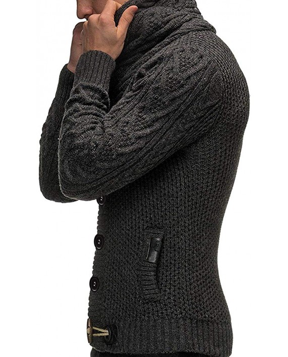 JINIDU Men's Knitted Cotton Pullover Hoodie Long Sleeve Turtleneck Sweater