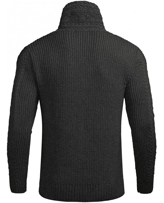 JINIDU Men's Knitted Cotton Pullover Hoodie Long Sleeve Turtleneck Sweater