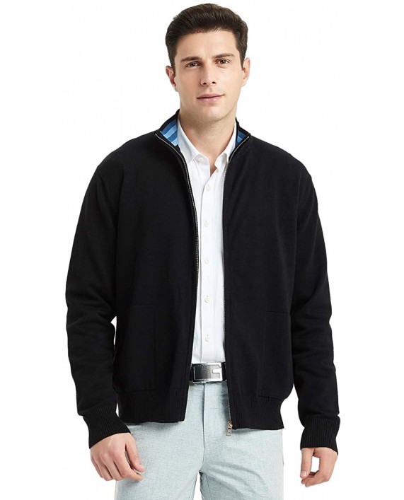 Kallspin Men’s Cotton Blend Full Zip Cardigan Sweaters Relaxed Fit Outwear with Pockets at Men’s Clothing store