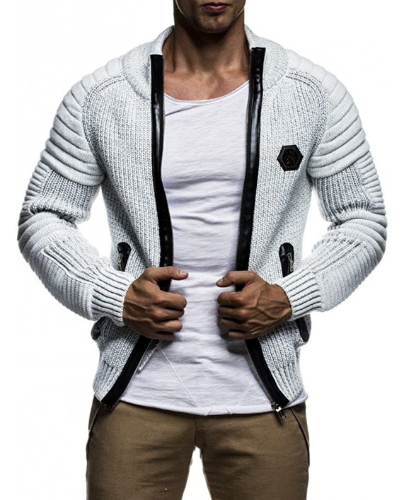 Leif Nelson Men's Zip Up Knitted Cardigan LN5175 at Men’s Clothing store