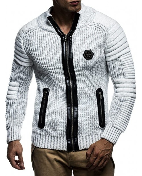 Leif Nelson Men's Zip Up Knitted Cardigan LN5175 at  Men’s Clothing store