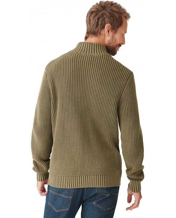 Lucky Brand Men's Long Sleeve Mock Neck Zip Front Washed Sweater at Men’s Clothing store