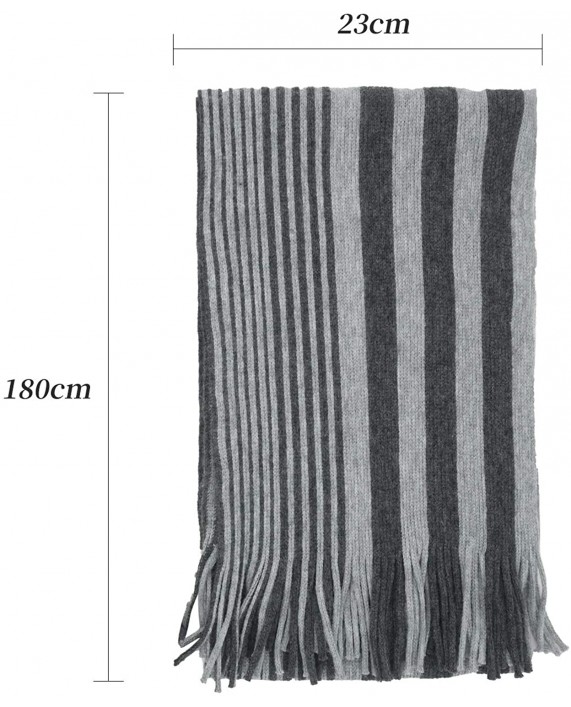 Mens Knitted Long Scarf Color Block Strip Scarves for Men Thick Warm Grey at Men’s Clothing store