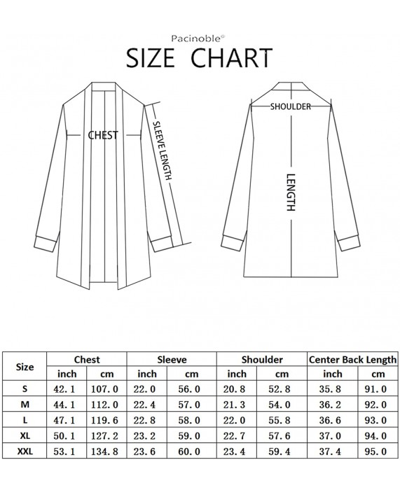 Pacinoble Men's Shawl Casual Cardigan Long Sleeve Drape Cape Lightweight Open Front Long Length Cardigan at Men’s Clothing store