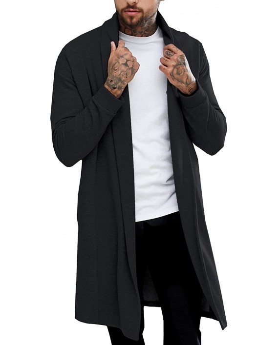 Pacinoble Men's Shawl Casual Cardigan Long Sleeve Drape Cape Lightweight Open Front Long Length Cardigan at Men’s Clothing store